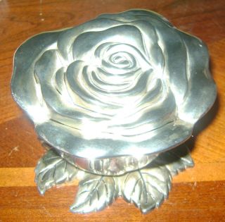 Vintage Rose trinket box Godinger Silver Art Co. Ltd 4 diameter rings