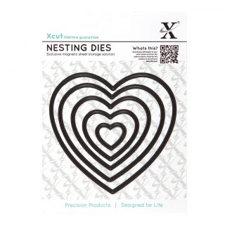 cut 5 pc nesting dies hearts 22 to 105mm Use Xcut, sizzix, big shot