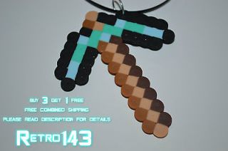 Minecraft Diamond Pickaxe Necklace Pendant Video Games