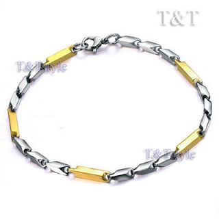 3mm 14K Gold GP Two Tone Stainless Steel Chain Bracelet (CB70)