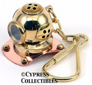 HELMET KEYCHAIN   US NAVY DEEP DIVER SCUBA GIFT brass awesome key ring