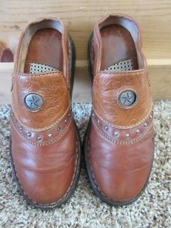 DOUBLE H BOOTS Western Cowgirl Brown Leather Slides Clogs Shoes 6.5M