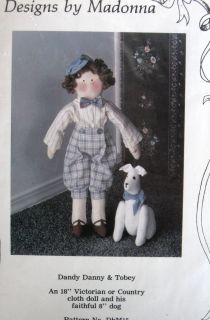 18 Victorian Danny Boy cloth doll pattern and 8 dog
