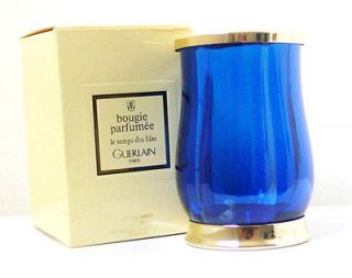 Vintage GUERLAIN Cobalt GLASS Empty LIDDED JAR/Temps Des Lilas CANDLE