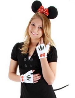 Minnie Mouse Tail, Gloves, Ears Costume Kit Red Bow Headband