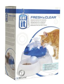Catit Fresh & Clean Cat Drinking Water Fountain W/Food Bowl