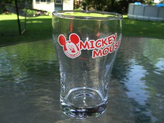 Disney Mickey Mouse Glass Tumbler Coke Glass Shape Red White Graphics