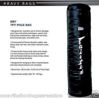 Muay Thai Kick Boxing K1 MMA Leather 7ft Pole Heavy Bag HB7 UnFilled