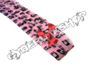 CLIP IN 12 HAIR EXTENSION LIGHT BABY PINK LEOPARD PRINT EMO SCENE