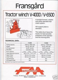 FRANSGARD TRACTOR WINCHES SALES SHEET
