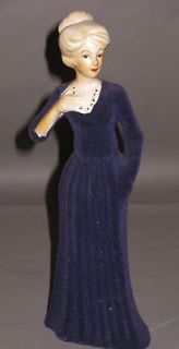 Porcelain Victorian Woman Figurine Figure Brushed on Velvet Dress