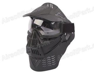 Airsoft Face Guard Mask with Goggles & Neck Protector Black
