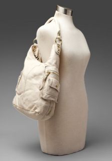 Linea Pelle Dylan Hobo   Handbag on Sand Tone Authentic Leather