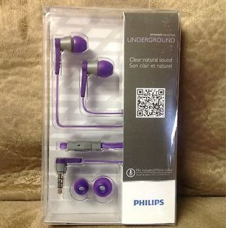 listed Philips Underground Clear And Natural Sound Earbuds Purple