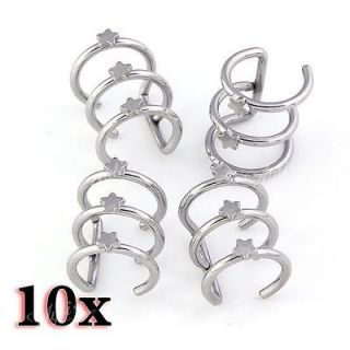 10pcs Stainless Steel Star Wrap Ear Cuff Fake Earring Cartilage Clip
