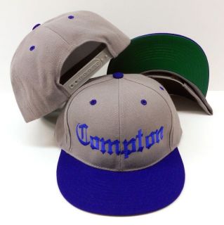 Vintage Compton Snapback Gray/Royal Blue Flat Bill Cap Hat, eazy e