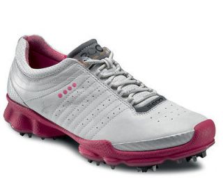 NEW IN BOX ECCO Womens BIOM Golf Shoes White/Beetroot Leather 100003