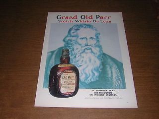 1966 GRAND OLD PARR SCOTCH WHISKY DE LUXE ORIGINAL PRINT AD in SPANISH