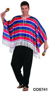 Adult Mens El Paso Mexican Poncho Fancy Dress Party Costume One Size