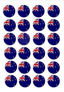 24 X NEW ZEALAND KIWI FLAGS EDIBLE CUP CAKE TOPPERS WAFER RICE PAPER