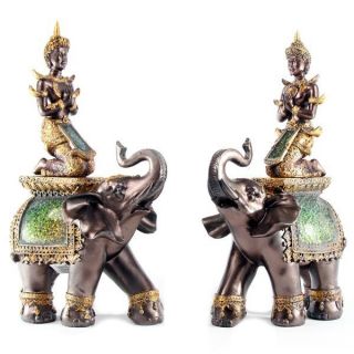 New* Large Deco Thai Buddha on Elephant Statue Figurine Ornament
