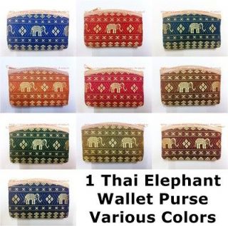Thai Elephant Hand Made Silk Fabric New Hand Bag Purse Zipper Wallet