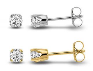Ct Diamond Stud Earrings in Sterling Silver OR w/Yellow Gold