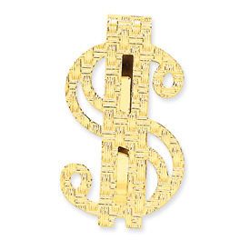 New Polished 14k Solid Gold Dollar Sign Money Clips Available in Three