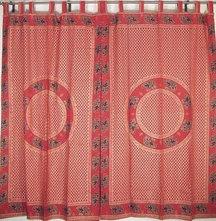 Room Curtains Red Pair of Panels Indian Cotton Window Treatments