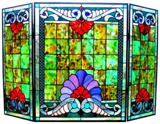 Seascape Stained Glass Decorative Fireplace Screen  NEW