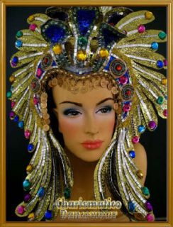 GOLD Drag SHOW GIRL CABARET EGYPT CRYSTAL HEADDRESS