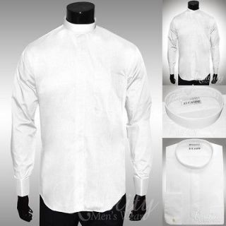 Lucasini White Clergy Shirt Full Collar 15.5 32/33 White Band French