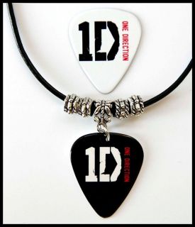 One Direction Guitar Pick Black Leather Necklace + Pick