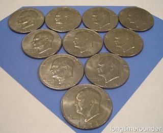 EISENHOWER Ike SILVER DOLLAR COINS, MIXED LOT of 10