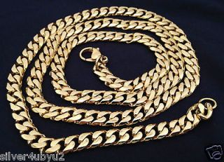 24K Gold Plated Stainless Steel Men Cuban Link Chain 7mm 18,20, 24