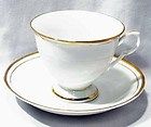 Tea Cup & Saucer SH China White w. Gold Embossed Trim Vintage