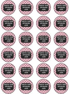 24 18th 21st Birthday Edible Rice Paper Personalised Cup Cake Topper