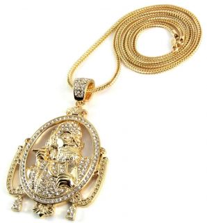 LARGE ICED OUT ZIG ZAG PENDANT w/ 30 & 36 CHAIN NECKLACE HIP HOP CZ