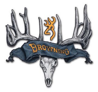 Official Browning GOLD Buckmark Rogue Rack & Skull Decal for Auto