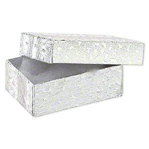 100Pc Silver Foil Cotton Box Filled #11 Jewelry Boxes Sz2 1/8Lx1 5/8