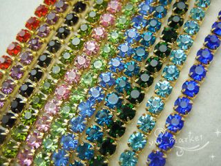 SS16 Crystal Rhinestone Close Chain Trims 11 Color x 6 Meter