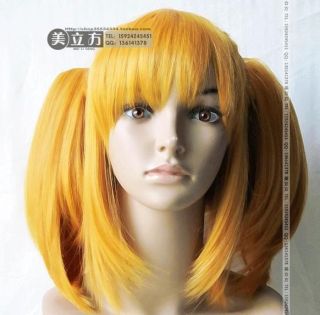 Rima Toya cosplay wig costume GOLD short pigtail clip coser hair