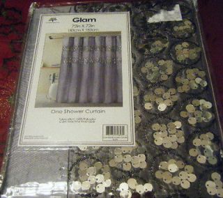 VICTORIA CLASSICS GLAM SHOWER CURTAIN SILVER W/ SEQUINS NEW