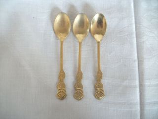 Rostfrei rose handle gold tone spoons set of 3