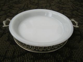 Manning Bowman Co. Tray & Federal Dura White Opaque Pie Glass Plate