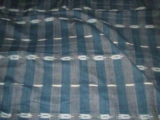 ANTIQUE FRENCH INDIGO AND WHITE FLAMME COTTON FABRIC HAND WORKED ca