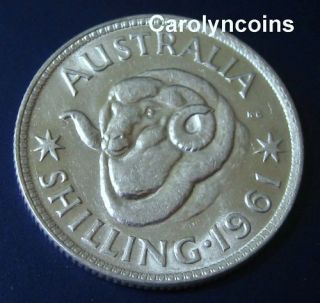 One Shilling Australian Predecimal Coin 50% Silver Queen Elizabeth II