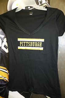 Pittsburgh Steelers Colors Black and Gold LADIES V NECK T Shirt NEW!!