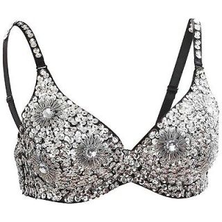Casual Outfitters Silver Beaded Sequin Bra 36 B DD