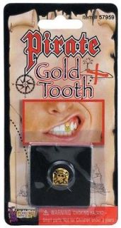 PIRATE SKULL GOLD LOOKS TOOTH CAP FOR FANCY DRESS PARITES.